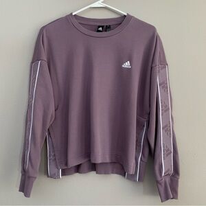 Adidas Womens Purple Crewneck Sweatshirt with Logo Arm Accents Size Medium